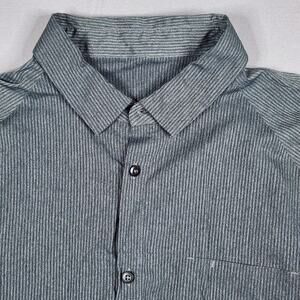 Lululemon XL Men's button up long sleeve dress shirt gray/black stripes office